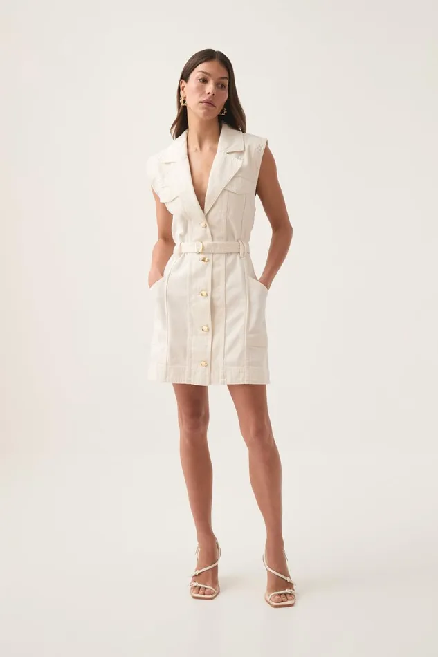 Aje Dresses Ren Denim Mini Dress White 8211 Women