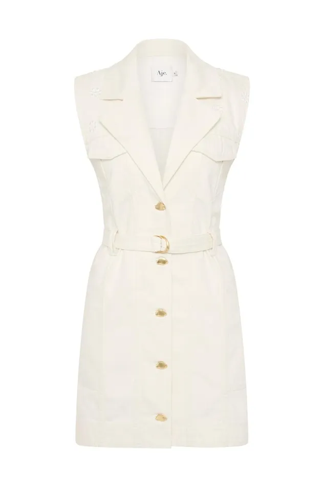 Aje Dresses Ren Denim Mini Dress White 8211 Women Aje Dresses Ren Denim Mini Dress White 8211 Women