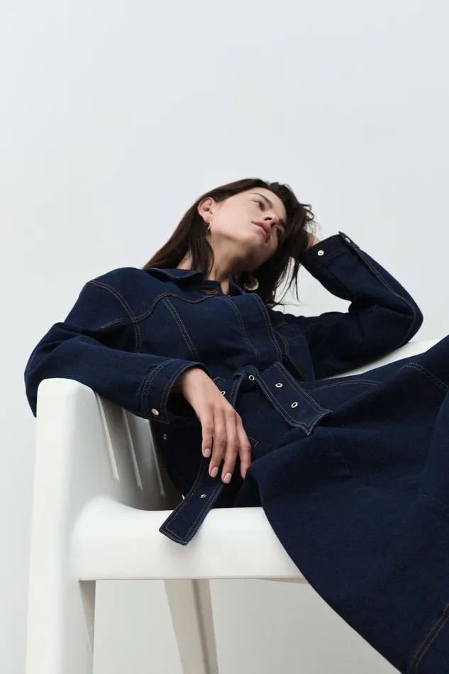 Aje Dresses Resonance Denim Midi Dress Indigo 8211 Women