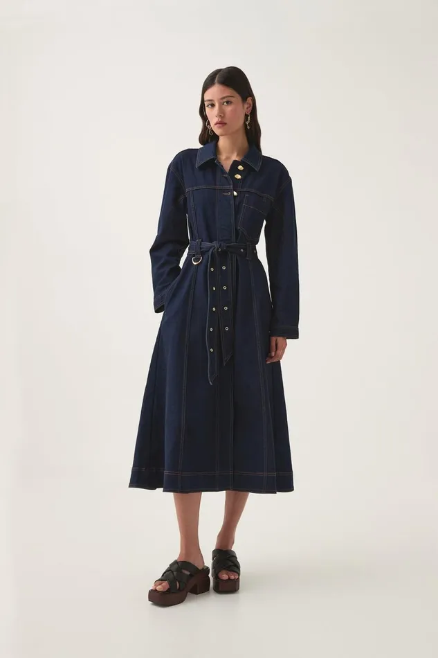 Aje Dresses Resonance Denim Midi Dress Indigo 8211 Women Aje Dresses Resonance Denim Midi Dress Indigo 8211 Women