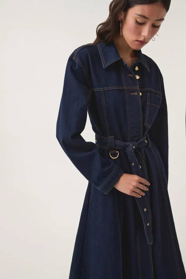 Aje Dresses Resonance Denim Midi Dress Indigo 8211 Women Aje Dresses Resonance Denim Midi Dress Indigo 8211 Women