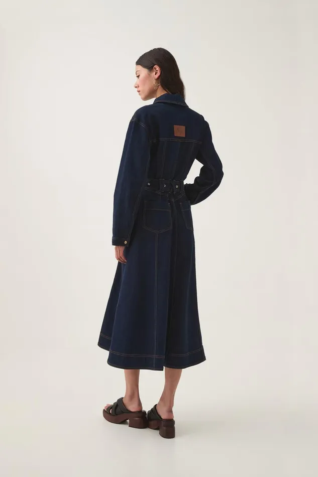 Aje Dresses Resonance Denim Midi Dress Indigo 8211 Women Aje Dresses Resonance Denim Midi Dress Indigo 8211 Women