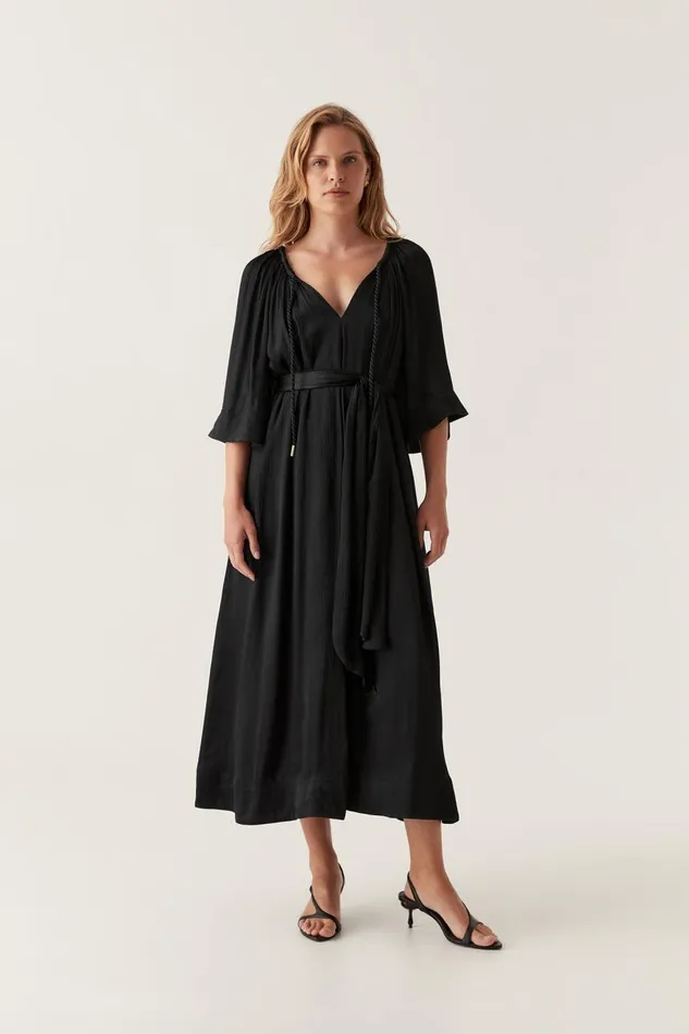 Aje Dresses Seraphina Silk Midi Dress Black 8211 Women