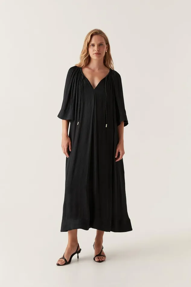 Aje Dresses Seraphina Silk Midi Dress Black 8211 Women Aje Dresses Seraphina Silk Midi Dress Black 8211 Women