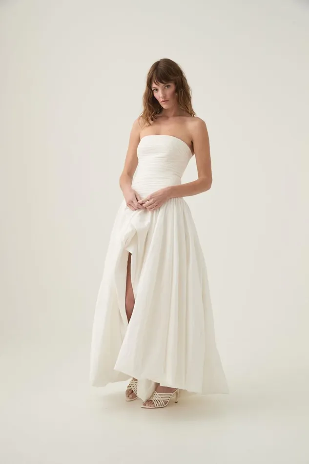 Aje Dresses Violette Bubble Hem Maxi Dress Ivory 8211 Women