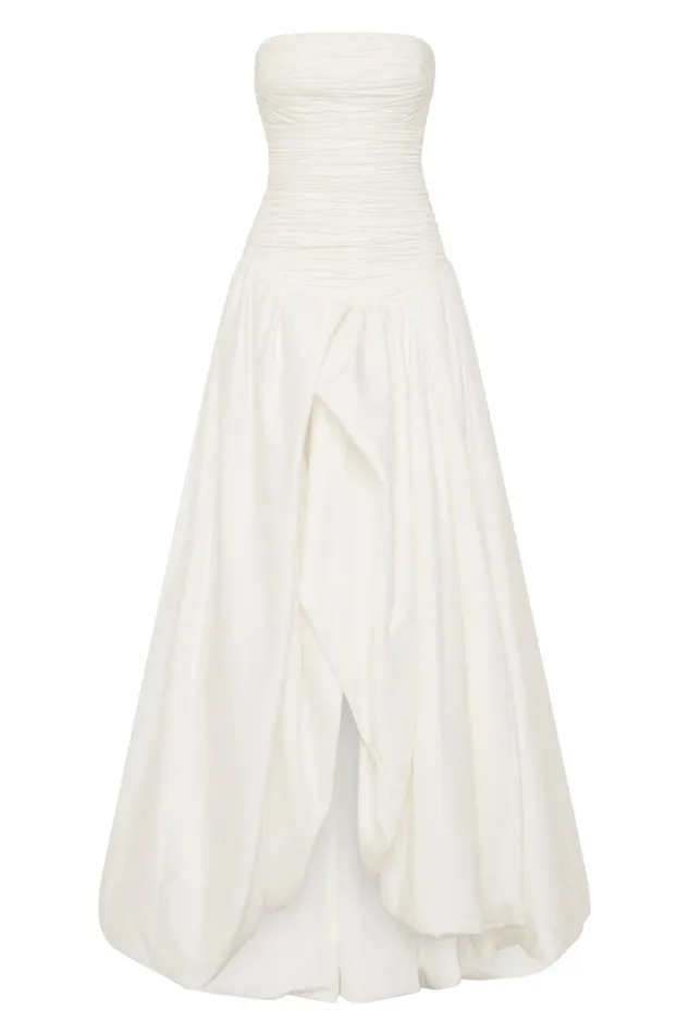 Aje Dresses Violette Bubble Hem Maxi Dress Ivory 8211 Women
