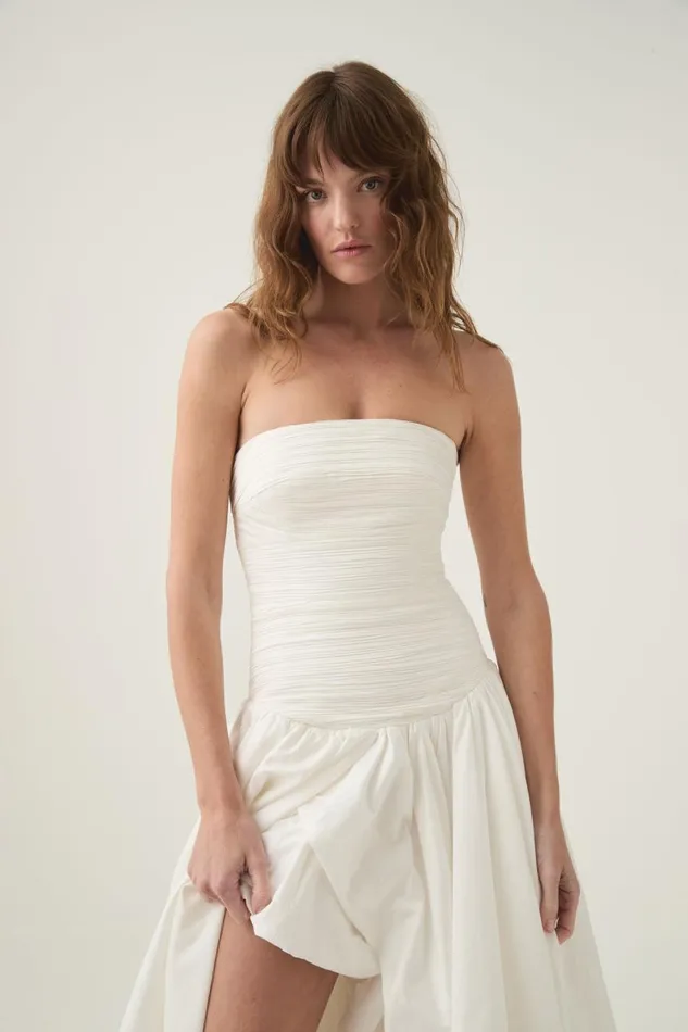 Aje Dresses Violette Bubble Hem Maxi Dress Ivory 8211 Women