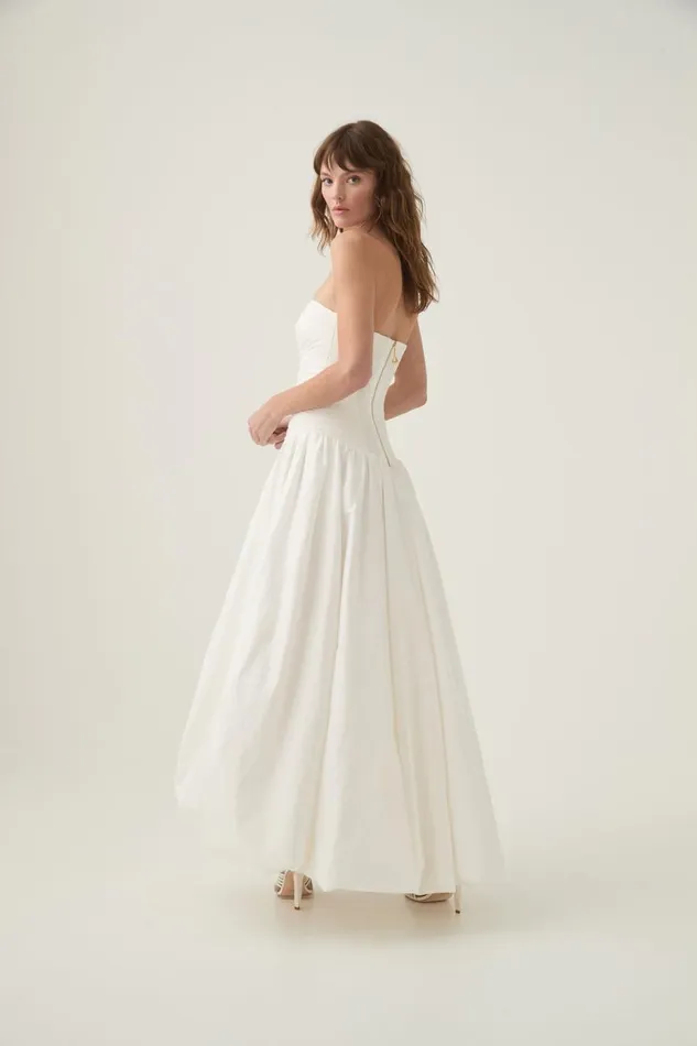 Aje Dresses Violette Bubble Hem Maxi Dress Ivory 8211 Women