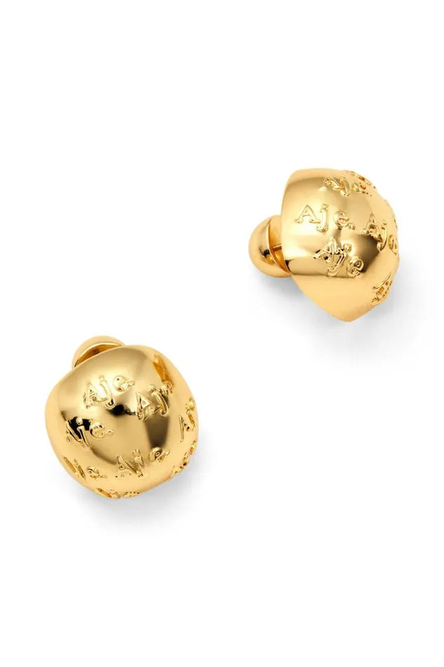Aje Jewelry Moira Domed Logo Stud Gold 8211 Women Aje Jewelry Moira Domed Logo Stud Gold 8211 Women