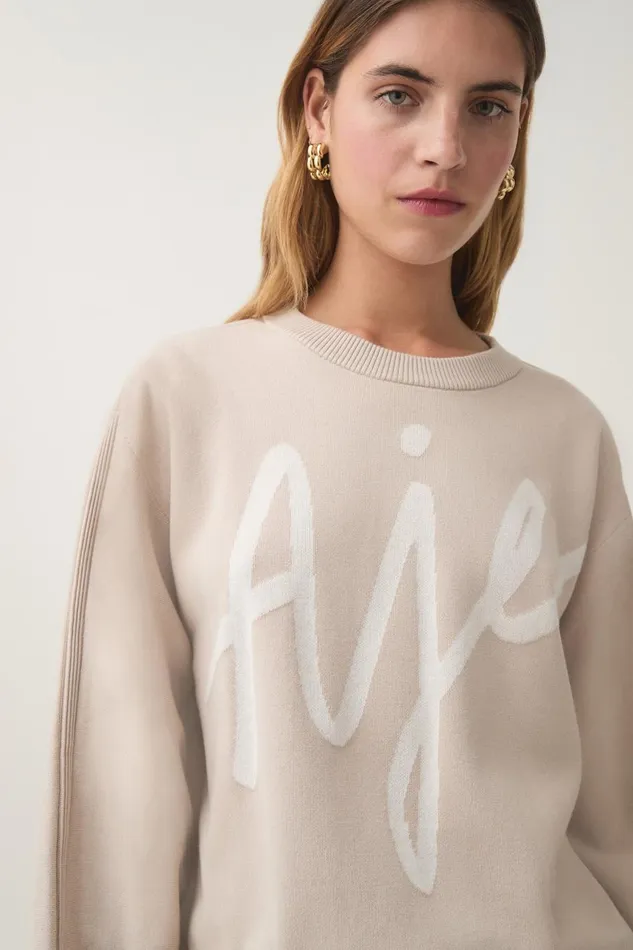 Aje Knitwear and Jumpers Equation Knit Crew Jumper Sandstone Beige Ivory 8211 Women Aje Knitwear and Jumpers Equation Knit Crew Jumper Sandstone Beige Ivory 8211 Women