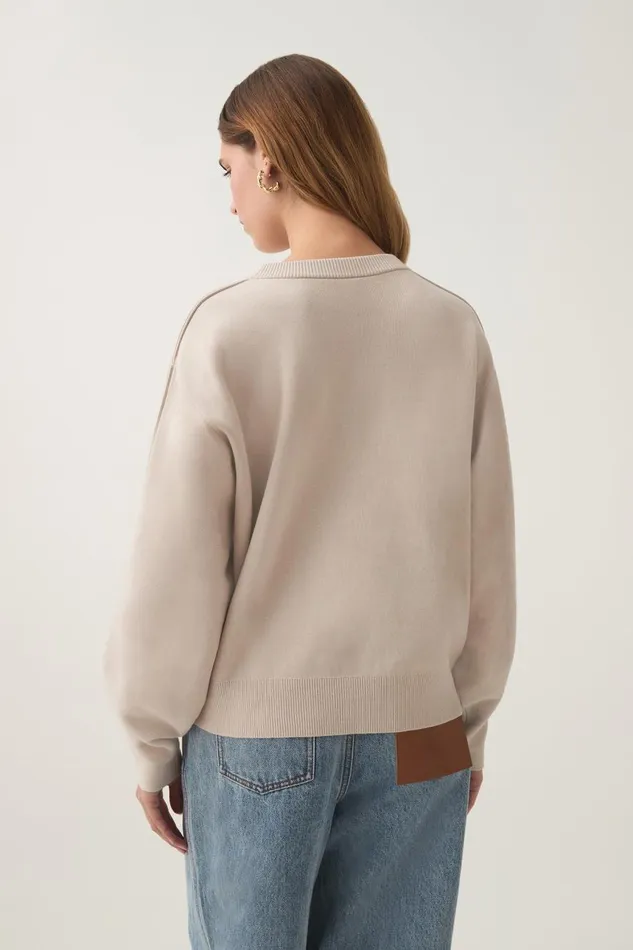 Aje Knitwear and Jumpers Equation Knit Crew Jumper Sandstone Beige Ivory 8211 Women