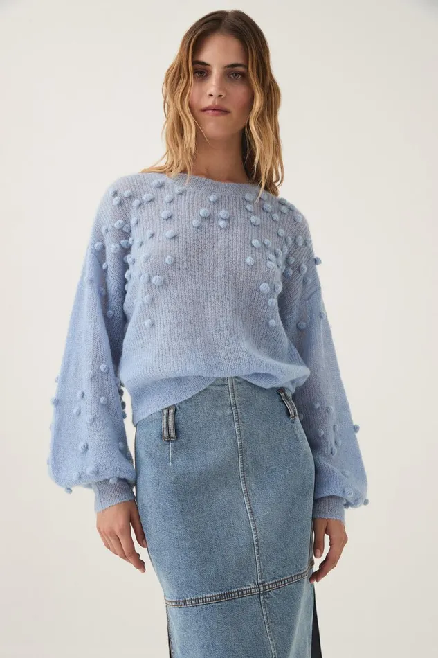 Aje Knitwear and Jumpers Gabriella Bobble Knit Powder Blue 8211 Women