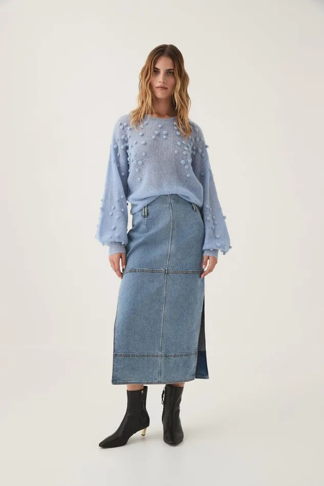 Aje Knitwear and Jumpers Gabriella Bobble Knit Powder Blue 8211 Women
