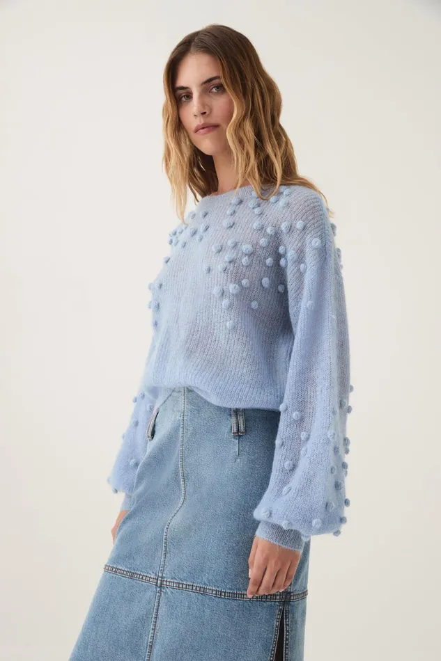 Aje Knitwear and Jumpers Gabriella Bobble Knit Powder Blue 8211 Women