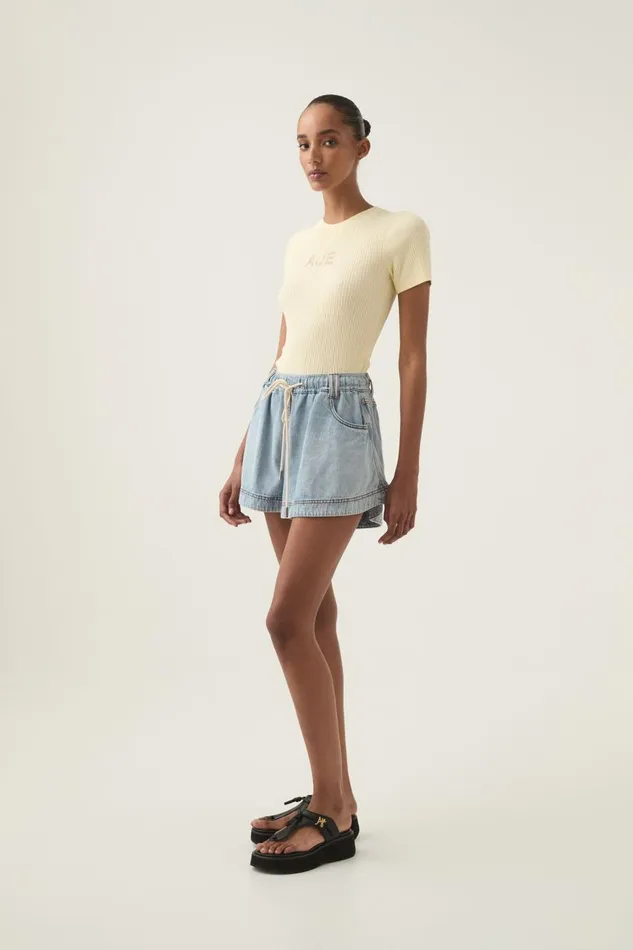 Aje Matching Sets Aura Flared Denim Short Sea Spray Wash 8211 Women
