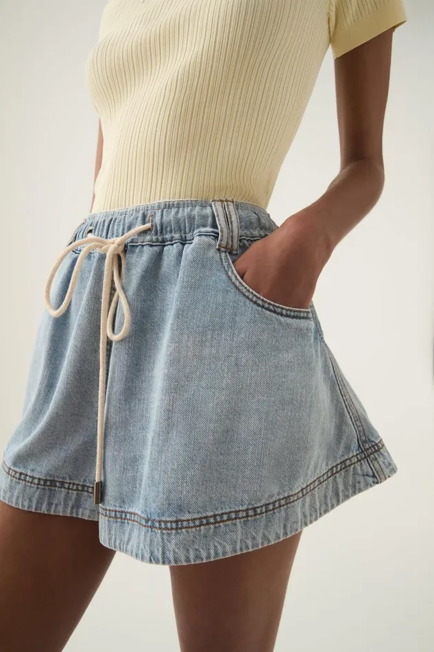 Aje Matching Sets Aura Flared Denim Short Sea Spray Wash 8211 Women