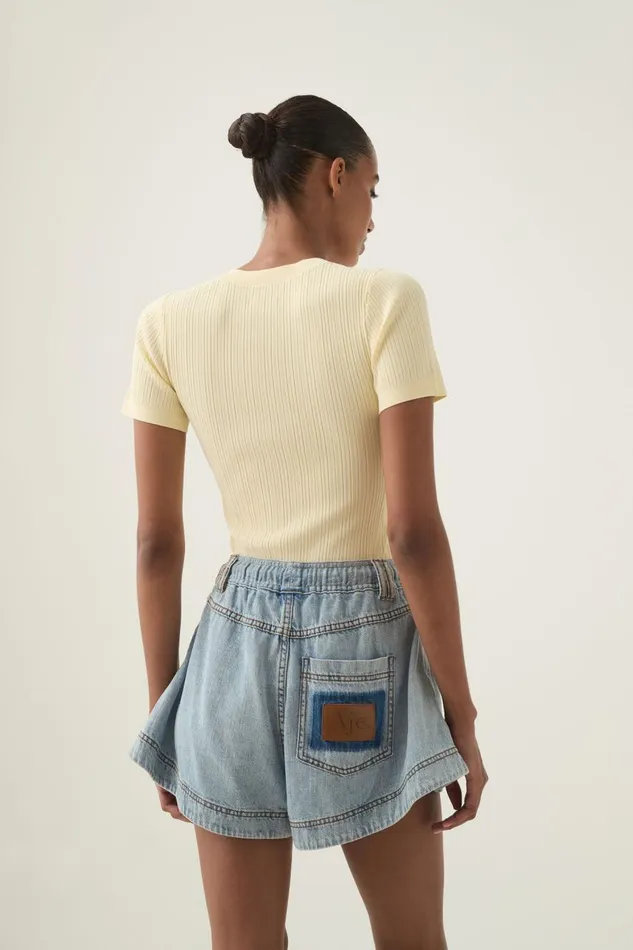 Aje Matching Sets Aura Flared Denim Short Sea Spray Wash 8211 Women