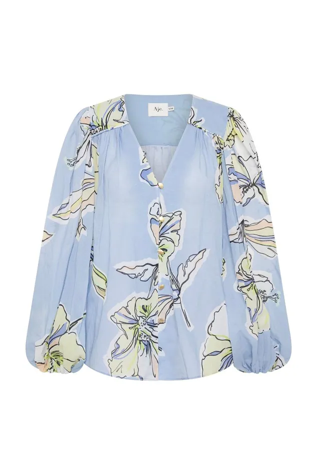 Aje Matching Sets Romantica Blouse Blue Hibiscus 8211 Women Aje Matching Sets Romantica Blouse Blue Hibiscus 8211 Women