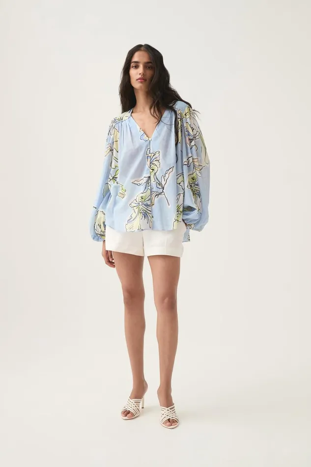 Aje Matching Sets Romantica Blouse Blue Hibiscus 8211 Women Aje Matching Sets Romantica Blouse Blue Hibiscus 8211 Women