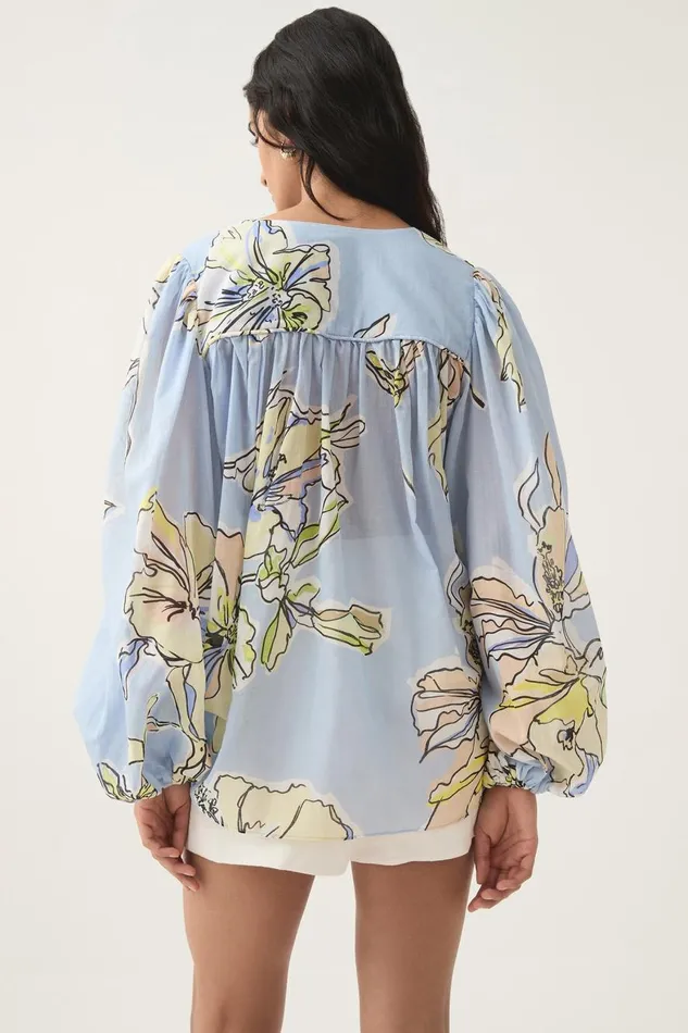 Aje Matching Sets Romantica Blouse Blue Hibiscus 8211 Women Aje Matching Sets Romantica Blouse Blue Hibiscus 8211 Women