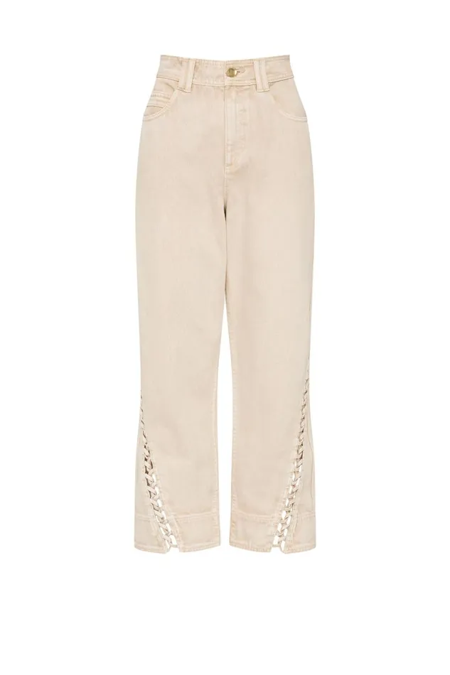 Aje Pants Effie Braided Denim Jeans Stone 8211 Women