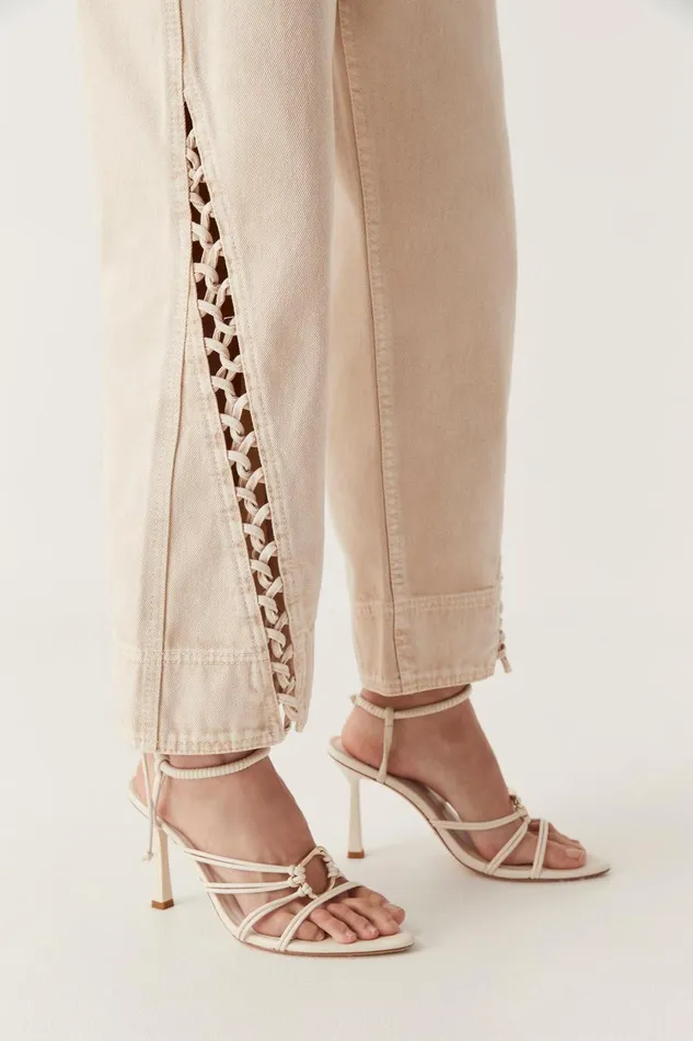 Aje Pants Effie Braided Denim Jeans Stone 8211 Women