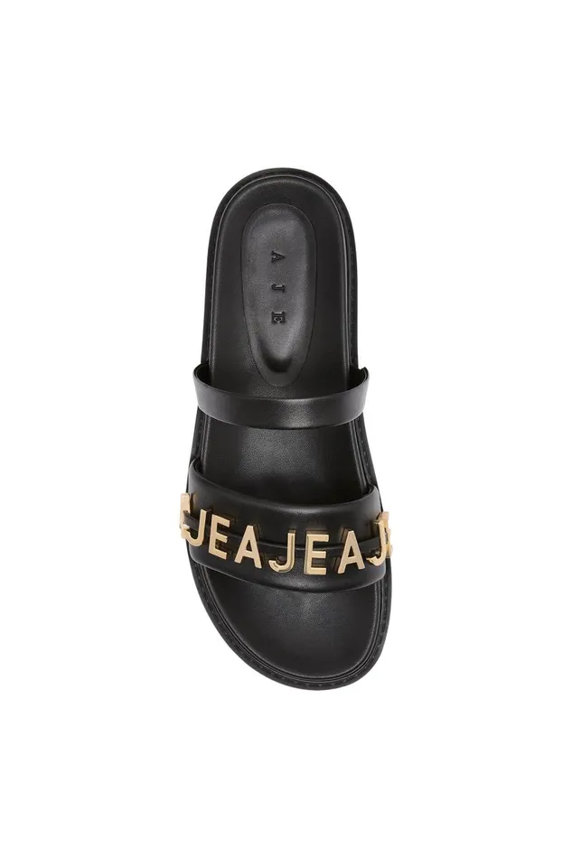 Aje Shoes Lucia Logo Platform Slide Black 8211 Women