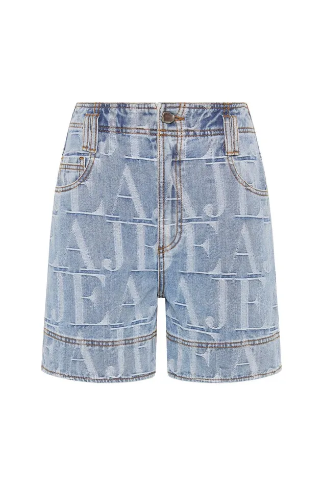 Aje Shorts Nostalgia Jacquard Denim Short Coastal Logo Wash 8211 Women