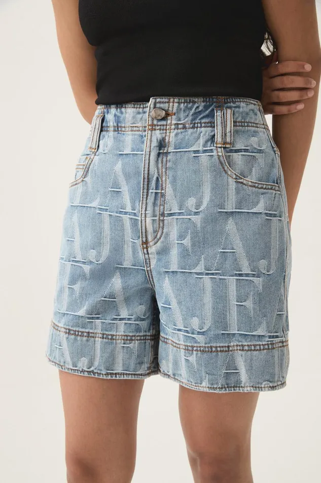 Aje Shorts Nostalgia Jacquard Denim Short Coastal Logo Wash 8211 Women