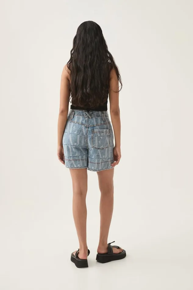 Aje Shorts Nostalgia Jacquard Denim Short Coastal Logo Wash 8211 Women