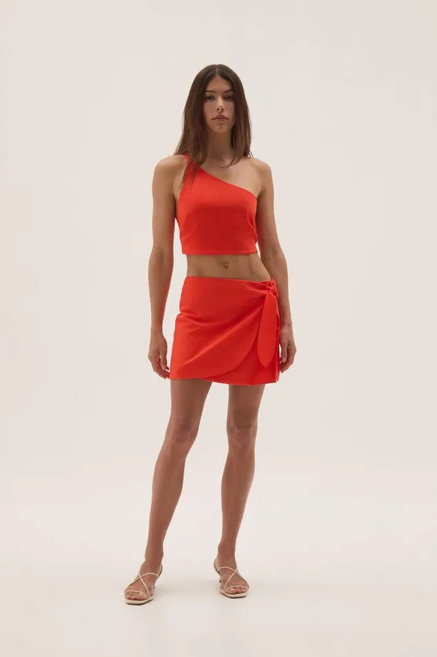 Aje Skirts Eden Wrap Skirt Coral 8211 Women