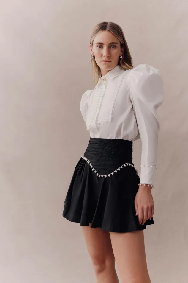 Aje Skirts Florence Pearl Trim Mini Skirt Black 8211 Women