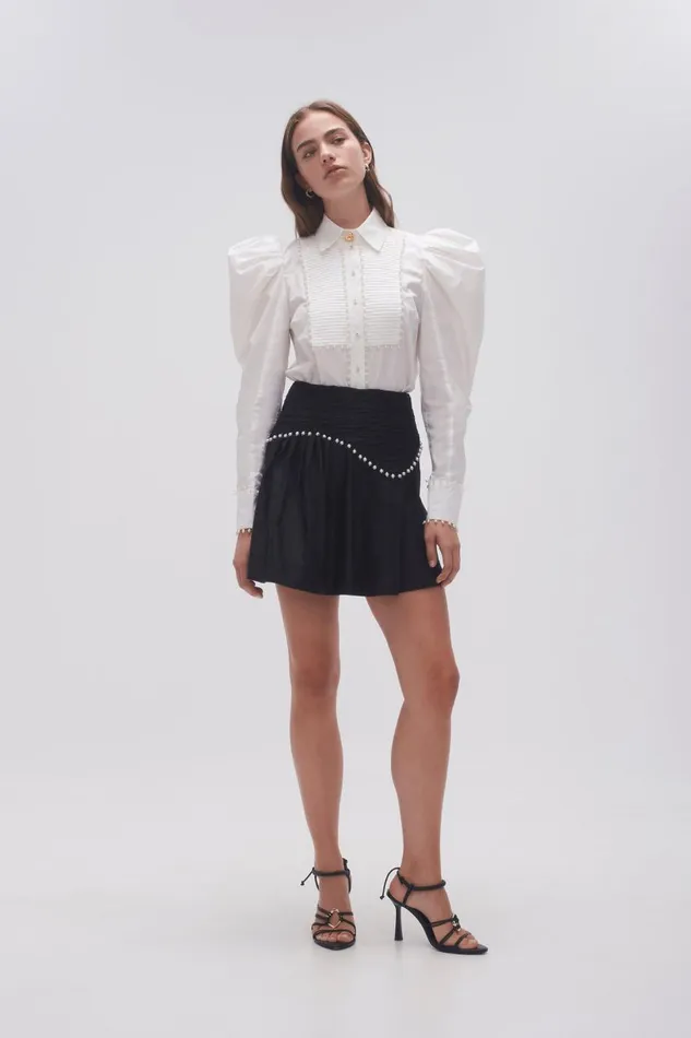 Aje Skirts Florence Pearl Trim Mini Skirt Black 8211 Women