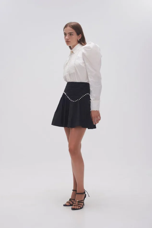 Aje Skirts Florence Pearl Trim Mini Skirt Black 8211 Women