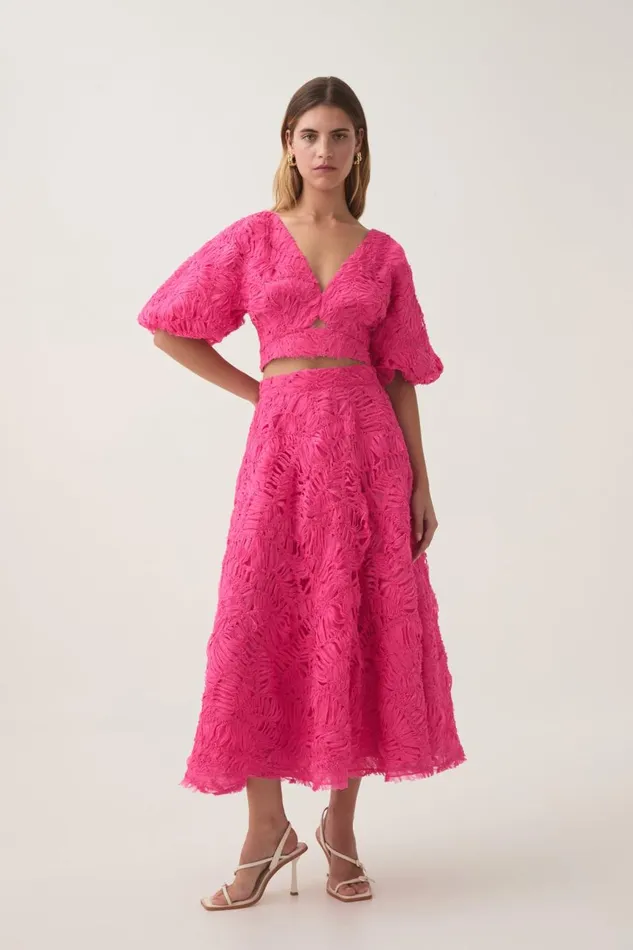 Aje Skirts Florential Textured Midi Skirt Azalea Pink 8211 Women