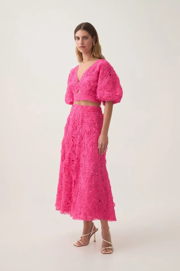 Aje Skirts Florential Textured Midi Skirt Azalea Pink 8211 Women