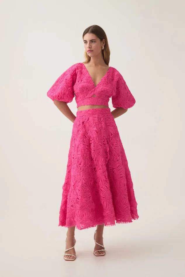Aje Skirts Florential Textured Midi Skirt Azalea Pink 8211 Women