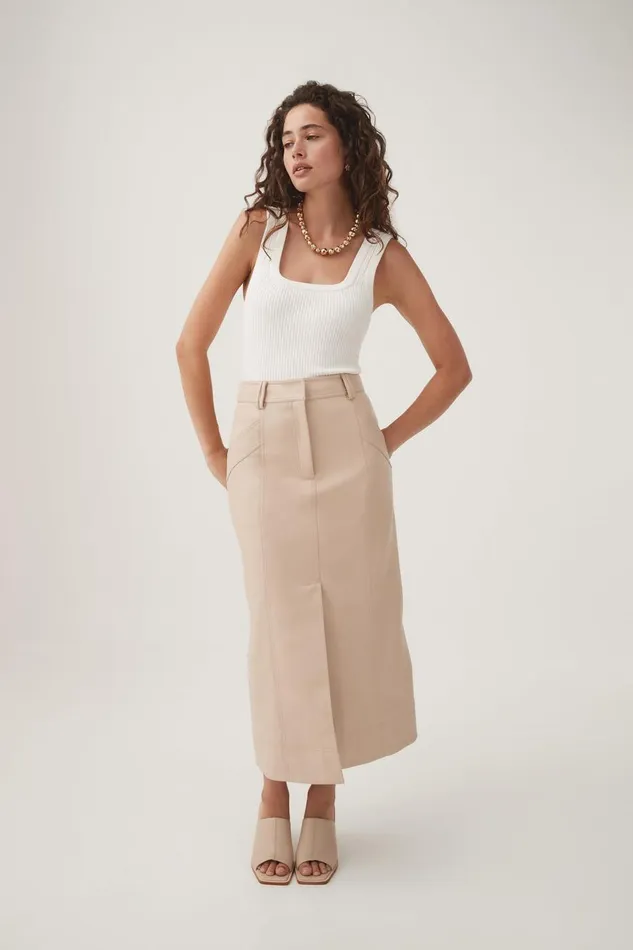 Aje Skirts Flourisher Midi Skirt Natural Beige 8211 Women