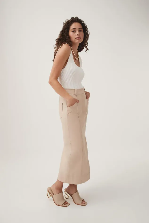 Aje Skirts Flourisher Midi Skirt Natural Beige 8211 Women