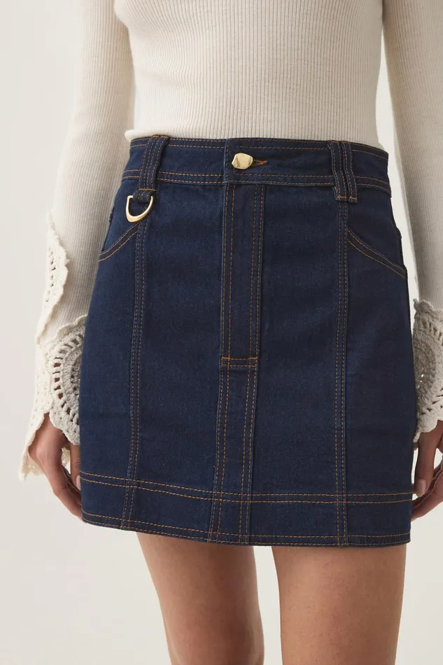 Aje Skirts Resonance Denim Mini Skirt Indigo 8211 Women