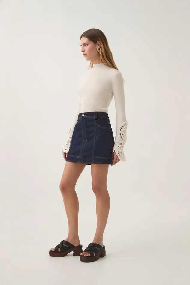 Aje Skirts Resonance Denim Mini Skirt Indigo 8211 Women