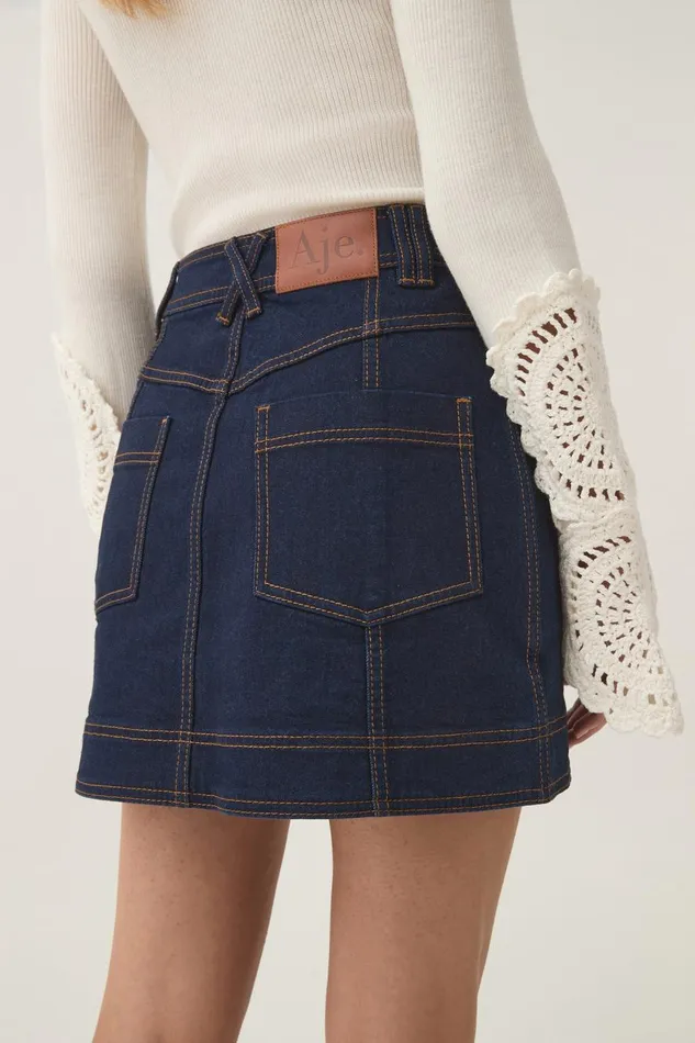 Aje Skirts Resonance Denim Mini Skirt Indigo 8211 Women