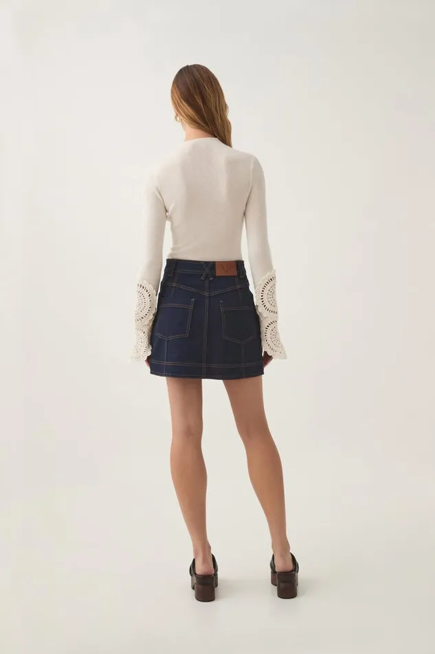 Aje Skirts Resonance Denim Mini Skirt Indigo 8211 Women