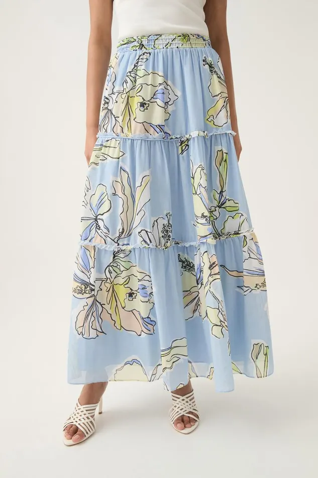 Aje Skirts Romantica Voile Midi Skirt Blue Hibiscus 8211 Women