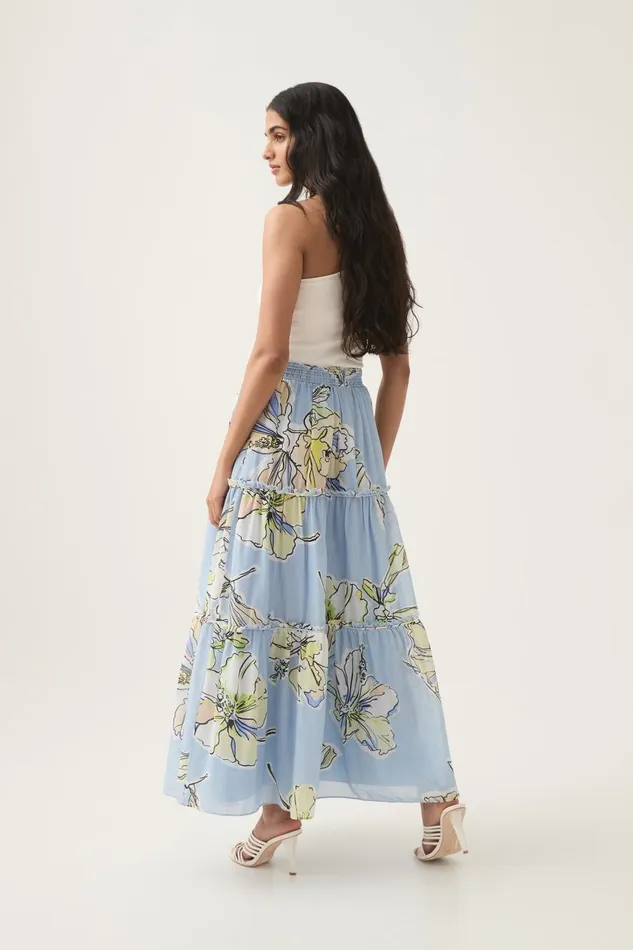 Aje Skirts Romantica Voile Midi Skirt Blue Hibiscus 8211 Women