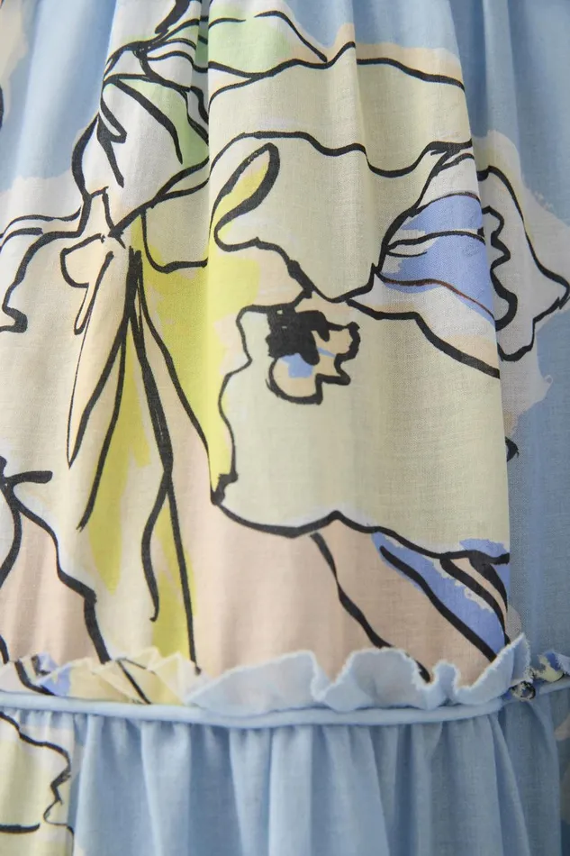 Aje Skirts Romantica Voile Midi Skirt Blue Hibiscus 8211 Women