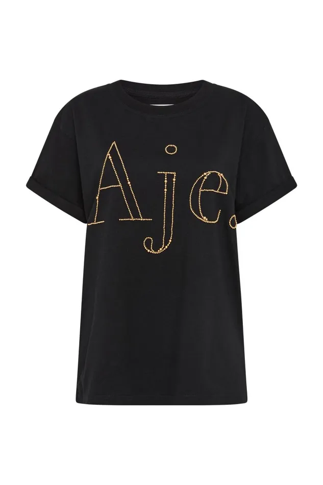 Aje Tees Amity Beaded Oversized Tee Blackgold 8211 Women Aje Tees Amity Beaded Oversized Tee Blackgold 8211 Women