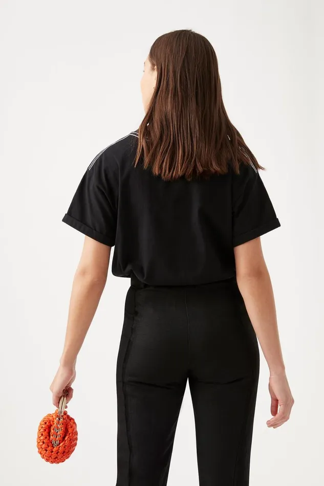 Aje Tees Classic Embellished Logo Tee Blackwhite 8211 Women