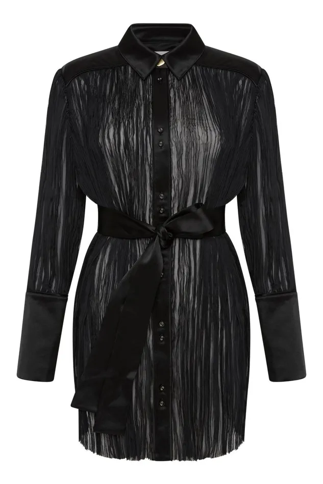 Aje Tops Aerial Oversized Pleated Shirt Black 8211 Women Aje Tops Aerial Oversized Pleated Shirt Black 8211 Women