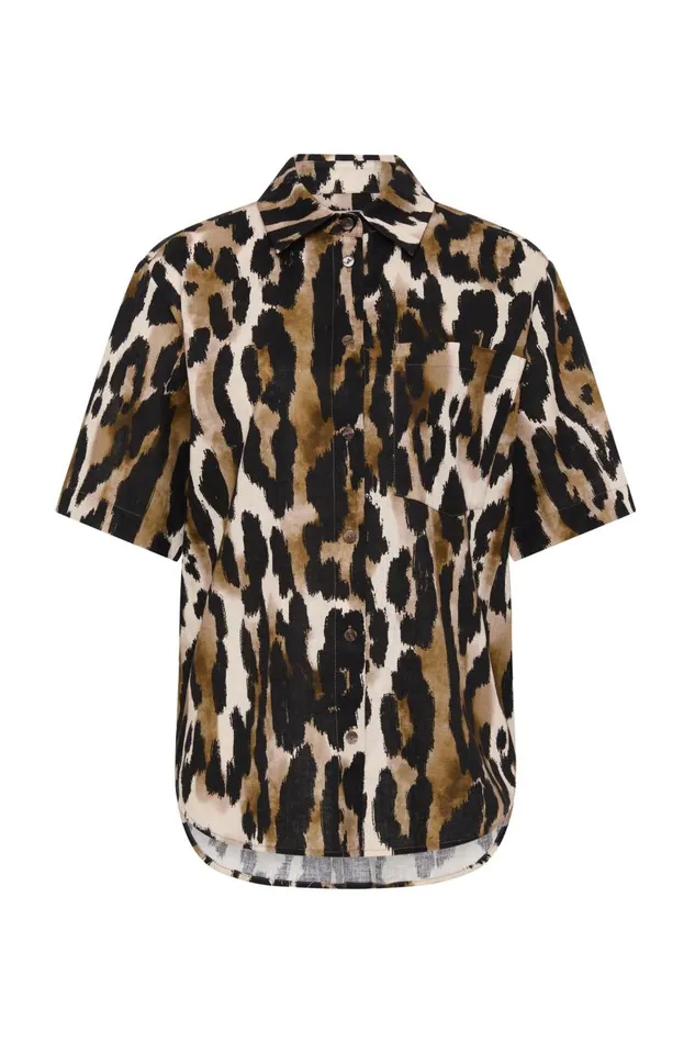 Aje Tops Airlie Short Sleeve Shirt Animal 8211 Women Aje Tops Airlie Short Sleeve Shirt Animal 8211 Women